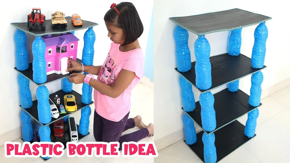 Plastová láhev jako regál: geniální organizace do malé místnosti